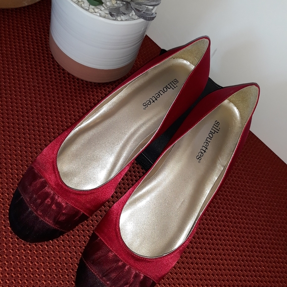 NEW Tricolor Red Taffetta Flats sz 12 - Picture 6 of 8